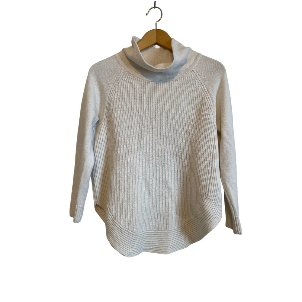 Athleta white cowl neck merino wool sweater cozy neutral minimalist. Size Small.